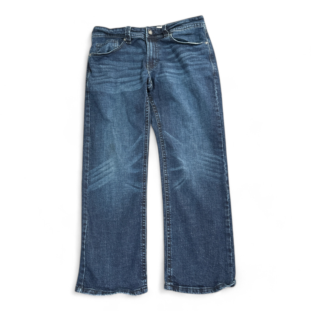 TK Axel Jeans Mens 34x28 Blue Slim Bootcut Dark Wash Stretch Whiskers 32x30 Tag